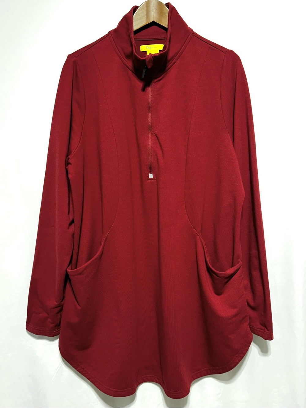 Nola 3X Burgundy Funnel Neck Tunic Sweatshirt Pullover Oversized Pocket Top